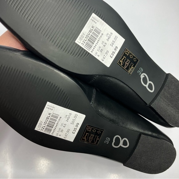 Topshop Libby ruched leather‎ flats in black size 39